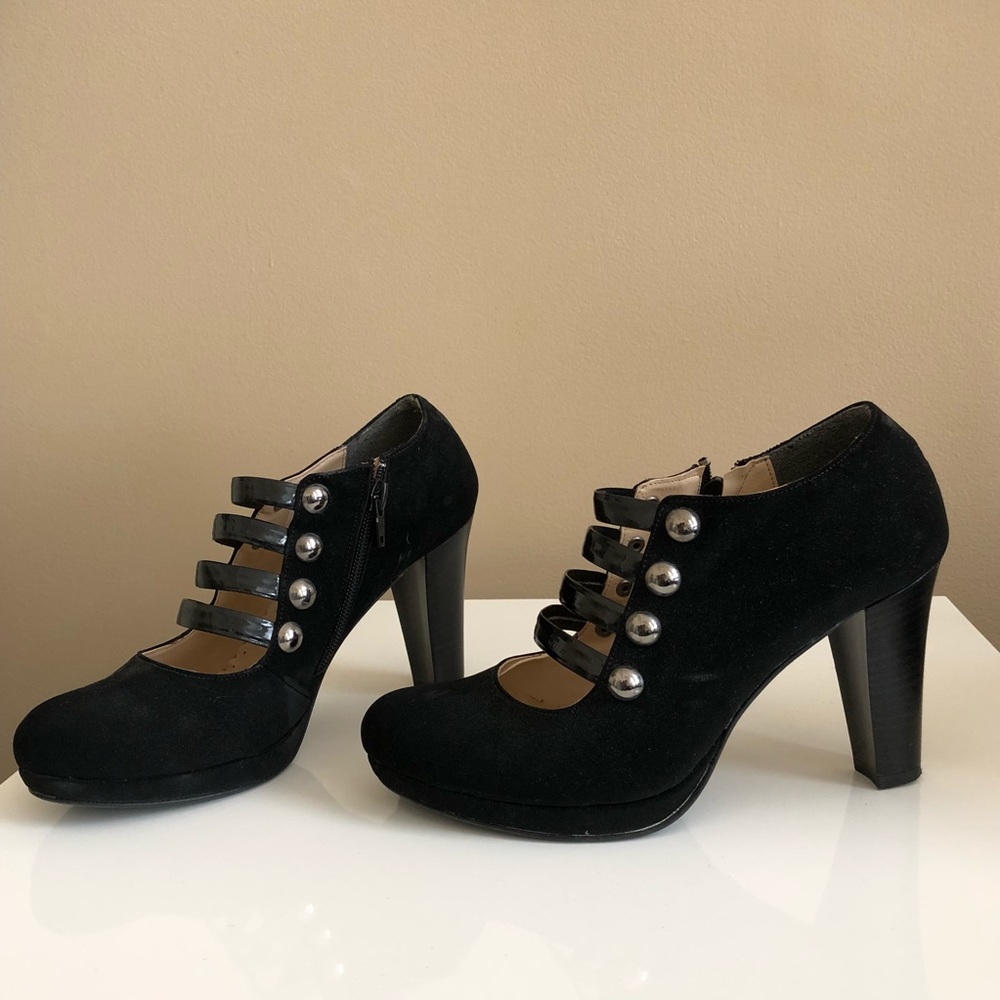 Black cut out ankle booties